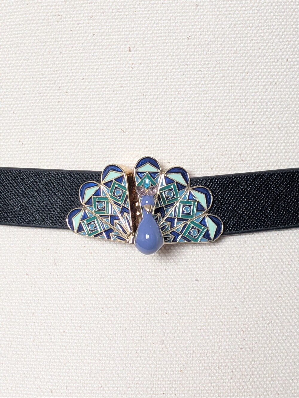 Kate Spade In The Loop Peacock Enamel Saffiano Leather Waist Belt Small NWOT